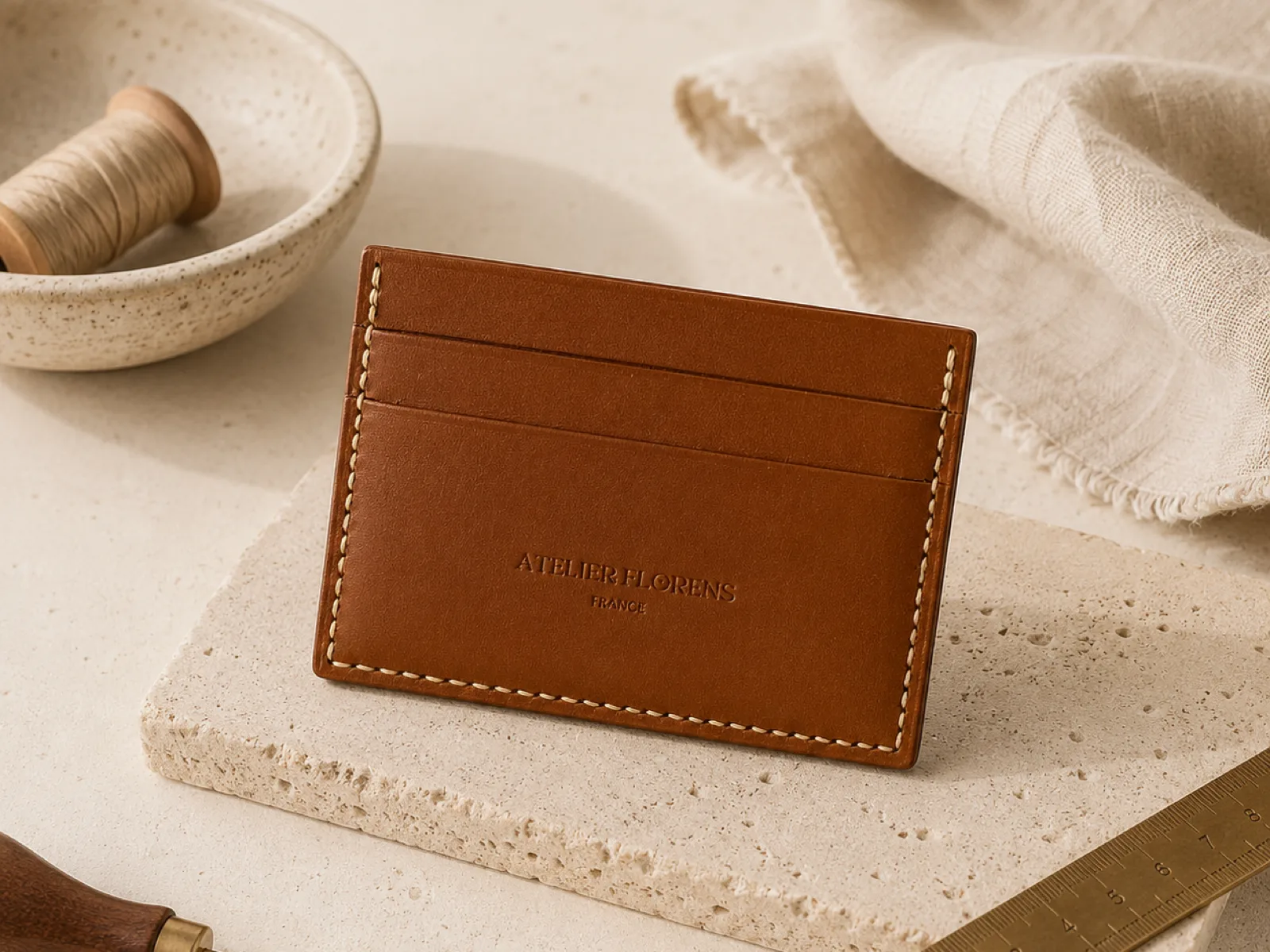 Porte-cartes marron en cuir - précédente collection