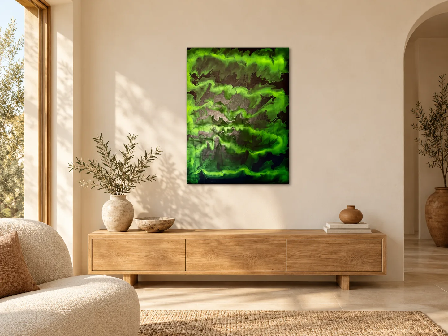 Tableau - AURORE BORÉALE - Acrylique abstraite
